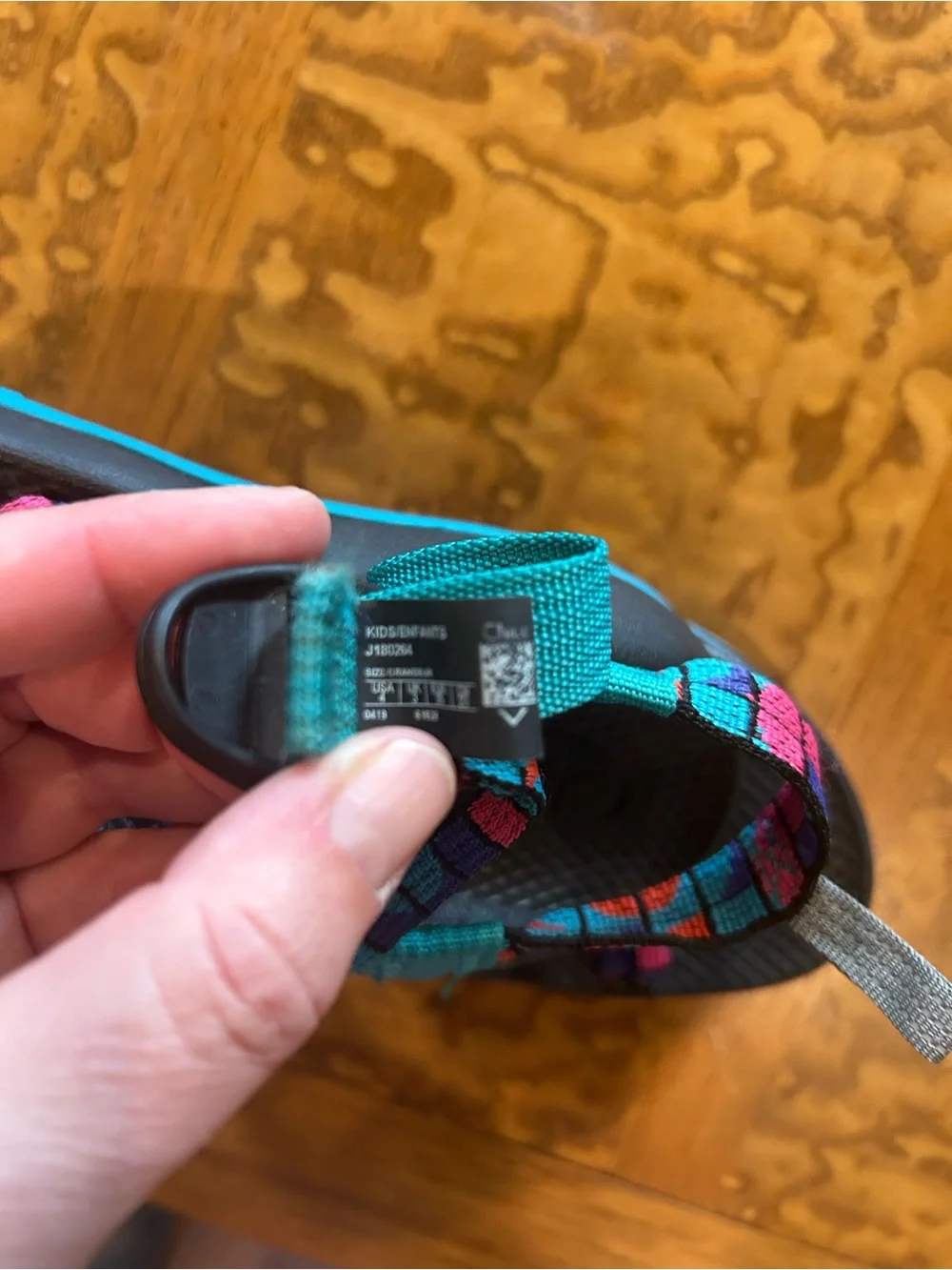 Chaco Women's Black Sandals with Teal, Pink & Orange Accent Straps